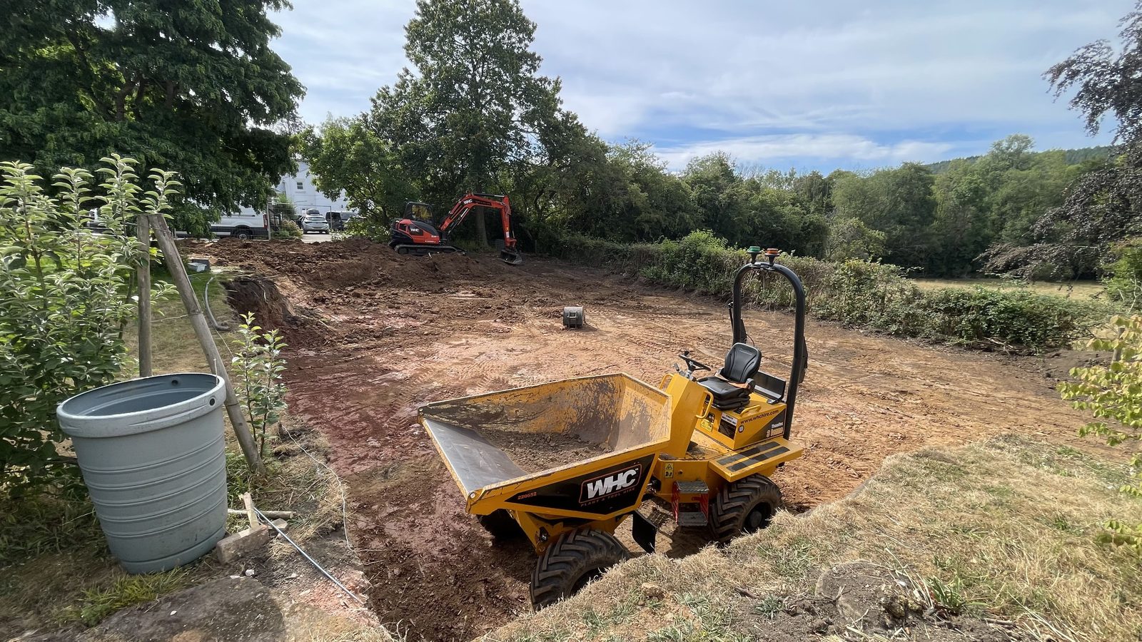 A dumper in the trench as ground preparation gets underway on the self-build site